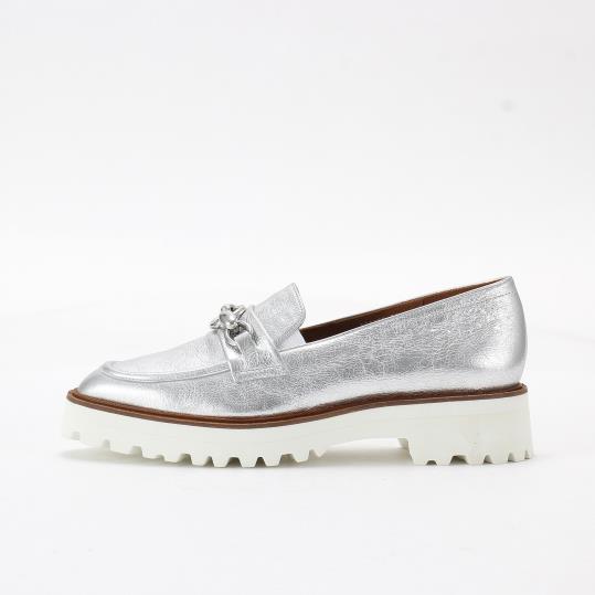 極美品✨️ 銀座かねまつ ローファー フリンジ スクエアトゥ 厚底 シルバー SHOES CONCIERGE