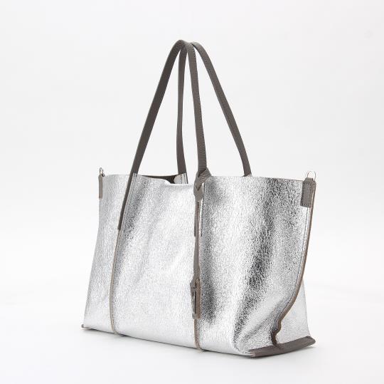 mecre ハンドバッグ　シルバー Maison Margiela 5AC メタリック ハンドバッグ | シルバートーン