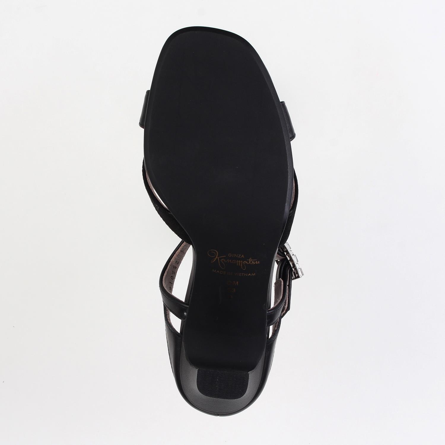 新品未使用品　銀座かねまつ　ウェッジソール　レザー　サンダル　ミュール　黒　23 SHOES CONCIERGE